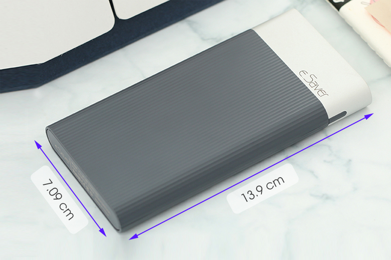 Kích thước của pin sạc dự phòng Polymer 10.000 mAh Lightning eSaver PJ JP188 Xám